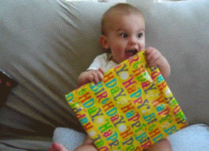 gift,present,happy birthday,happy,baby,excited,birthday,exciting