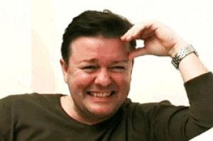 ricky gervais,laughing,laugh,haha,comedians