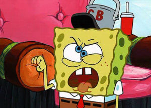 shut up,spongebob squarepants,talk too much,tv,television,annoyed,spongebob,blah blah blah