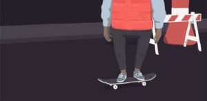 treflip,animation,skateboarding,cruising,360flip,andy x erin