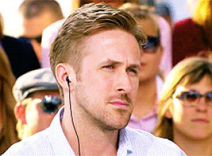 ryan gosling,earbuds,listening to music,podcast,headphones
