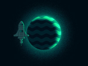 rocket,planet,shuttle,tony babel,animation,loop,space,2d,spin,after effects