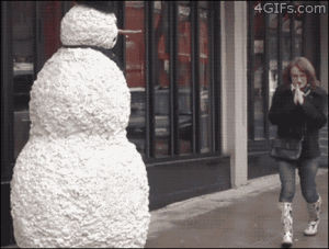 scary,woman,prank,surprise,snowman