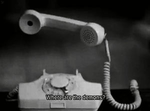horror,spirits,scary,macabre,telephone,demons,movie,movies,film,black and white,vintage,creepy,phone,question,ghosts,subtitles,subtitled