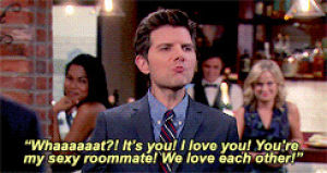 leslie knope,parks and recreation,ben wyatt,parksedit,7x07,donna and joe,ben x leslie,otp i love you and i like you,the moving stuff thingy yeah,these married idiots