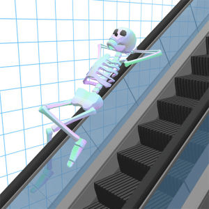 relax,chill,going down,escalator,skeleton,chilling,chillin