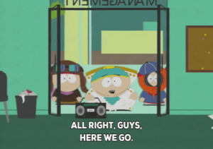 eric cartman,excited,stan marsh,kyle broflovski,kenny mccormick,boombox,enter