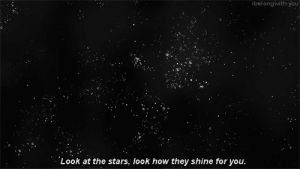 quotes,black and white,vintage,yellow,stars,sky,coldplay