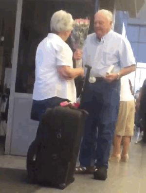 airport greeting,elderly couple,love,video,couple,mic,relationships,true love,connections