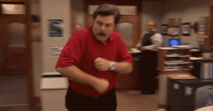 ron swanson,happy,parks and recreation,parks and rec,happy dance