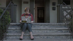 typing,computer,tv,season 4,girls,hbo,yes,work,smiling,girls hbo,hannah,lena dunham,laptop,hannah horvath,pleased,lena,pleased with yourself