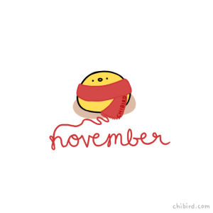 november,autumn,chibird,illustration,scarf,art,animation,cute,fall