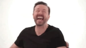 ricky gervais,laughing,haha