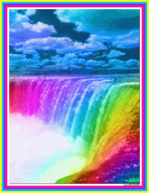 rainbow,waterfall,nature,pule,green,colorful,water,pink,blue