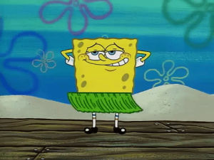 grass skirt,spongebob squarepants,season 3,the algaes always greener,episode 1,hula,this is for my rhyan bear