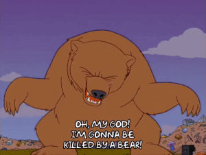 homer simpson,season 15,scared,episode 5,omg,bear,oh shit,shouting,15x05