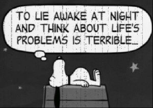 snoopy,charlie brown,to lie awake at night,cartoon,lying down,black and white,black,white,problems is terrible,and think about lifes