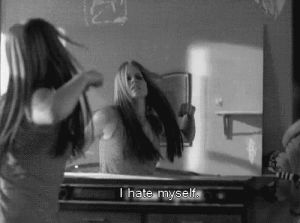 broken mirror,i hate myself,singer,avril lavigne,avril lavinge,sad quote,depressive quote