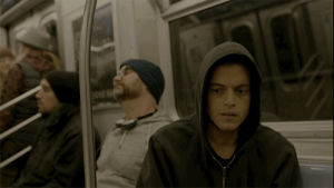 train,paranoid,subway,rami malek,mr robot,nyc