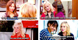 leslie knope,happy,parks and recreation,amy poehler,parks and rec,talking,parksedit,ann perkins,i tried,leslie x ann,me and haley,omfg i was so lazy to do this,is this all of them,i think it is,this was a request from like may