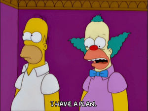 planning,homer simpson,episode 3,season 12,krusty the clown,12x03,be cool,dont worry