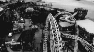 scary,rollercoaster,black,white,train,fast