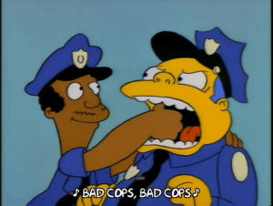 fist,chief wiggum,cops,gag,season 4,episode 11,police,mouth,4x11,officer lou
