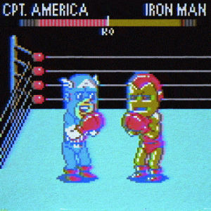 80s,nes,captain america,boxing,justin gammon,lol,marvel,fight,vhs,pixel art,iron man,civil war,teamcap,teamironman