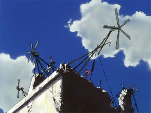 sky,windmill,cowboy bebop,anime,clouds
