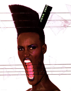 music,loop,retro,album,cover,grace jones,slave to the rhythm,jean paul goude,if its 3d its swag