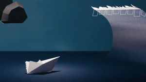 animation,ocean,wave,stop motion,papercraft,paper boat