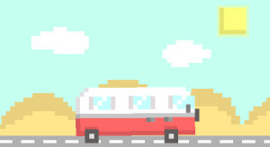 caravan,adobe flash,vehicle,animation,game,pixel,car,retro,wow,video game,flash,drive,8 bit,hippy,minimalist,hexels,16 bit,hexel,camper van,hippie