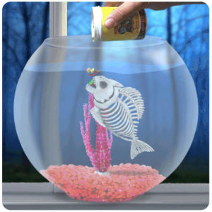 animation,fish,skeleton,goldfish,october,chris timmons,dead,halloween,fishbowl,spooky,spoopy,undead,gifoween