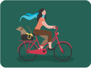animation,bicycle,wind,riding,happy,woman,pet,biker,bike,dog,girl,exercise,ride,biking