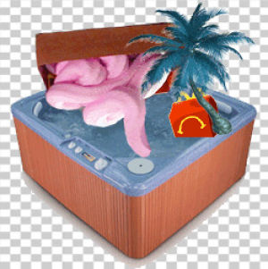 hot tub,art,octopus,palm tree,mcdonalds