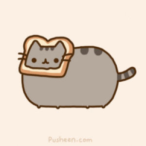 pusheen,kawaii,bread,fat,cat,happy