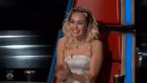 the voice,happy,nbc,miley cyrus,season 11,clapping,applause,clap