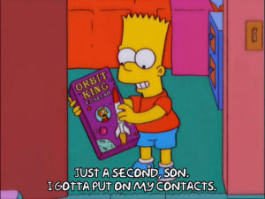 homer simpson,happy,bart simpson,season 13,excited,episode 6,interested,13x06,contact lens