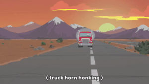 truck,eric cartman,kyle broflovski,scared,driving,horn,holy crap,honking