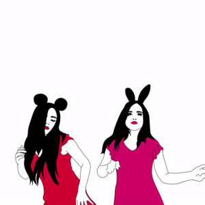 dance,xavieralopez,illustration,girls,friends,bff,sisters,animation,art,loop,drawing,portrait,sparkles,hand drawn,ears