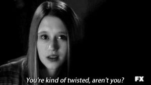 violet harmon,black and white,american horror story,text,twisted