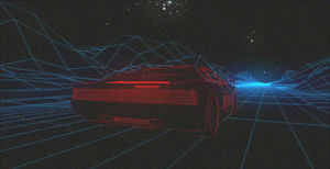 synthwave,neon,80s,car,grid,testarossa