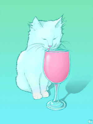 wine,kawaii,cute,kitten,kitty,drinking,digital art,drink,phazed,pussycat,cat art,superphazed,pussy cat