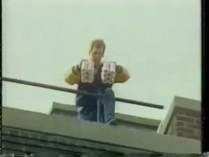 80s,beer,david letterman,throwing off roof