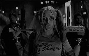 insane,suicide squad,harley quinn,black and white,margot robbie,dc comics,daddys lil monster