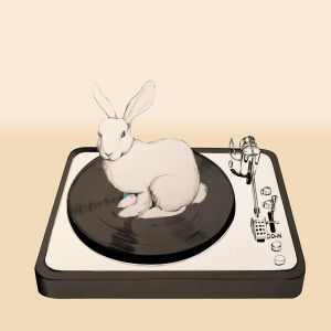 turn table,record,illustration,rabbit,marie chapuis