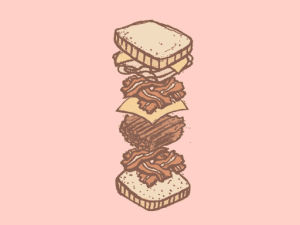 sandwich,art,food,illustration,drawing,pig,cheese,bacon,meat,bread,food porn,ham,pork,brisket