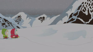eric cartman,snow,walking,butters stotch,mountains