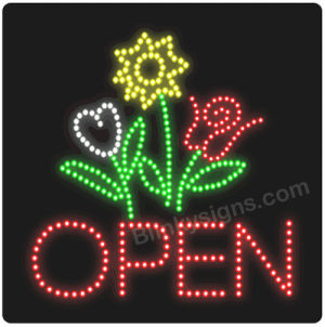 bright,led,open,sign,signs,flashing,flowers,the open,blinky,l6006