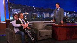 bill hader,richard simmons,jimmy kimmel,this is amazing,i love bills face when he realizes that richard is going to sit on him,these are like my two favourite people,hes like aww yiss,how did i not know that they had met